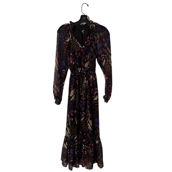Kensie Women's Floral Print Belted Chiffon Flounce Midi Dress Size 2 - Picture 10 of 11